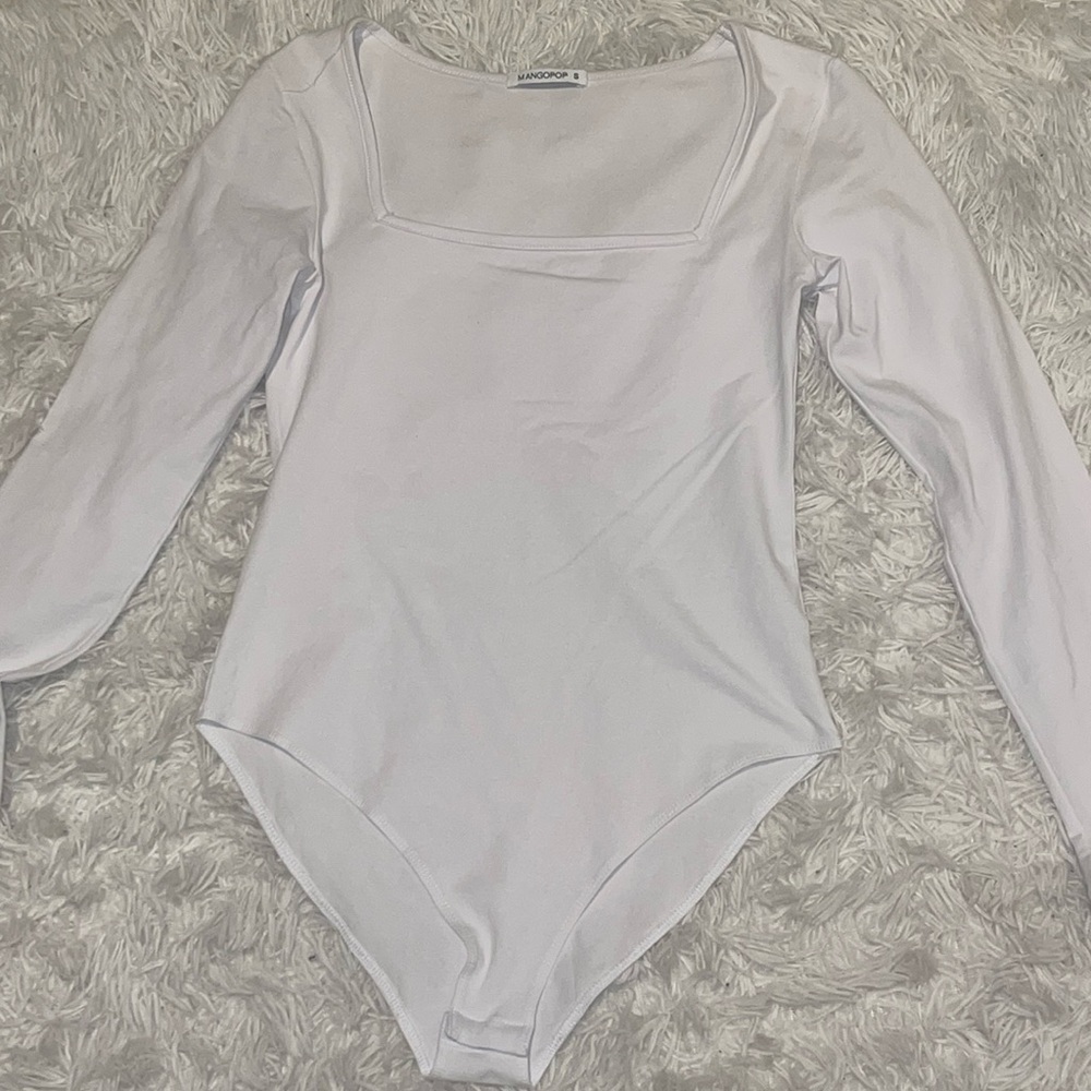 Mango pop White Bodysuit Square Neck (Size: Small)